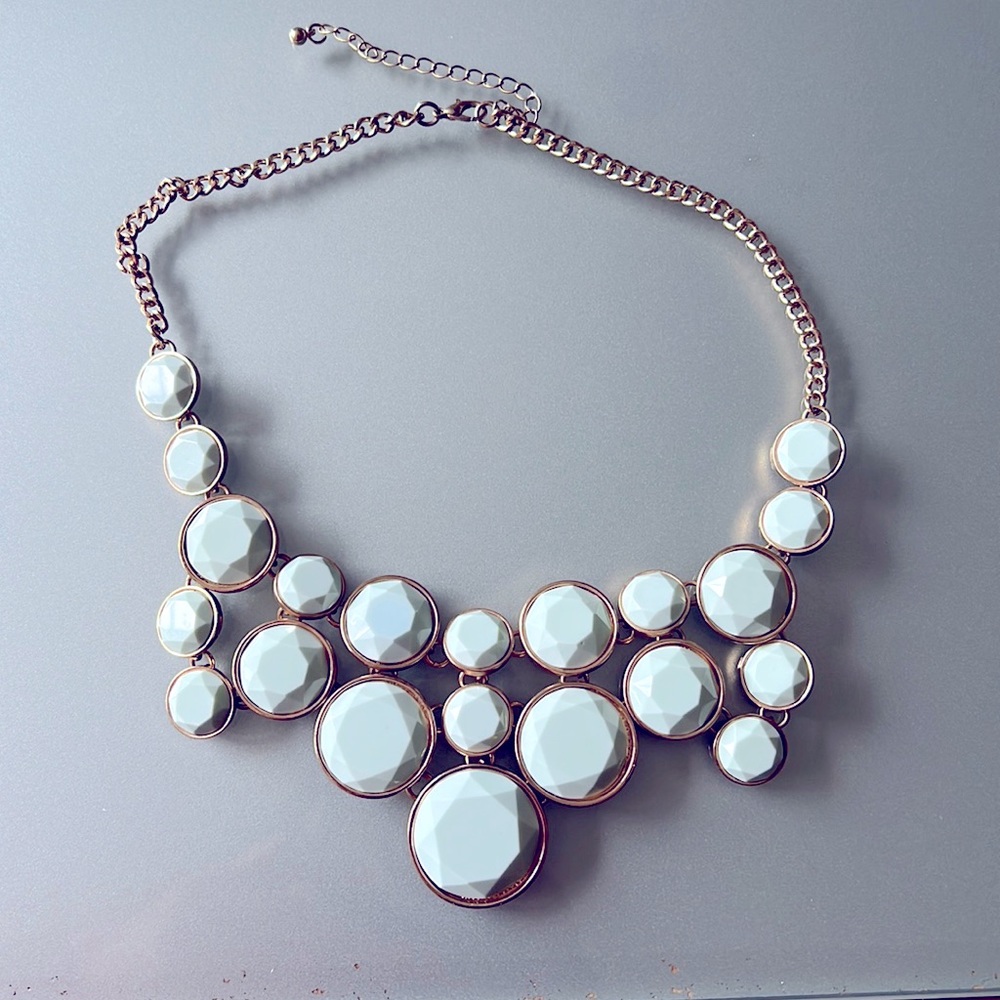 Light Seafoam Green & Gold Statement Necklace